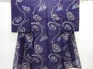 大正ロマン　渦巻模様織出し夏銘仙着物